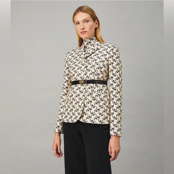 NWT $698 Tory Burch Twill Crepe Jacket Blazer