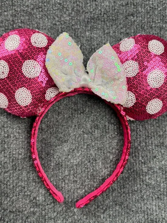 Disney Minnie Mouse Sequin Polka Dot Headband Women's Pink White