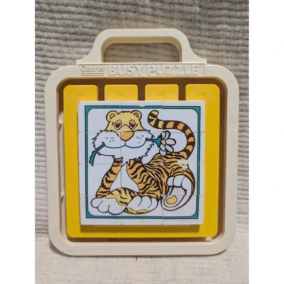 Vintage‎ Gabriel Busy Puzzle Timothy Tiger Sliding Pieces Preschool Toy Ages 2-6