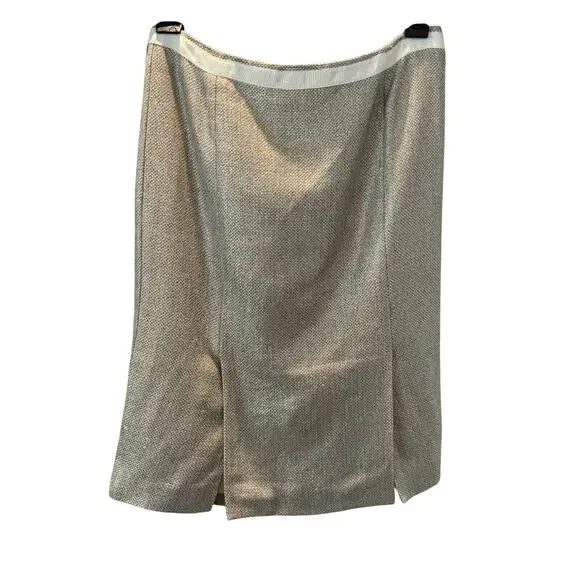 Tory Burch Tweed Gold Metallic Pencil Skirt 2