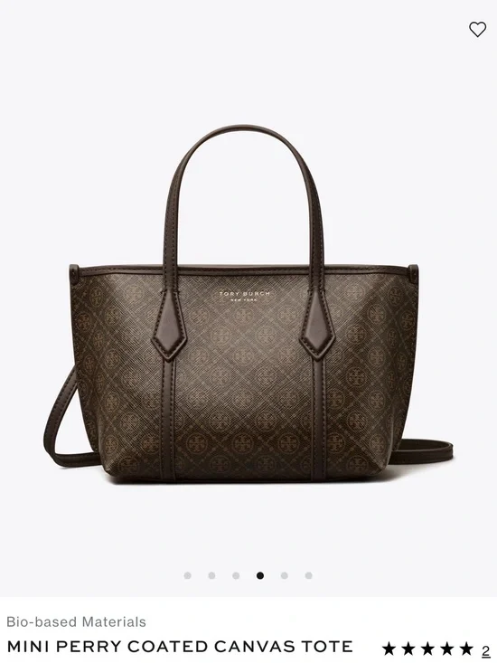 Tory Burch Brown Mini Perry Coated Canvas Tote