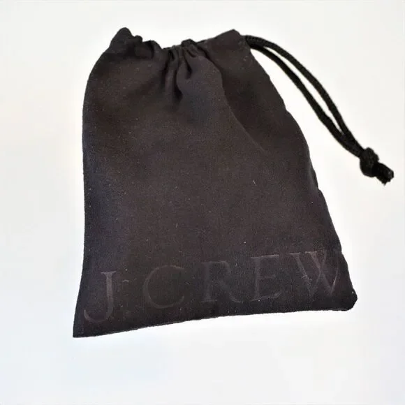 J Crew Drawstring Pouch Jewelry Dust Bag Black Sueded Fabric 4.75 x 4 in