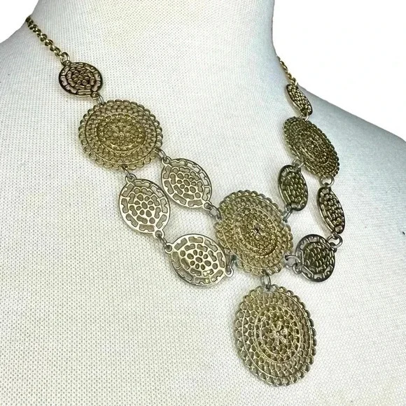 Two tone gold and silver necklace women’s statement jewelry