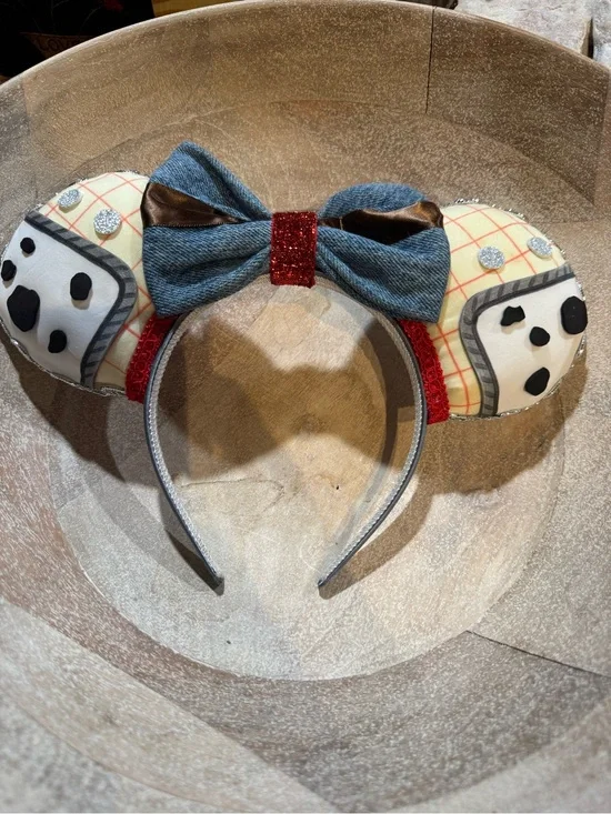 Kids Mouse ears Print Bow Headband - Gray, Red, Cream