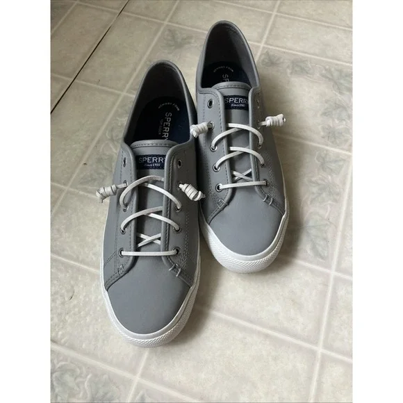 Sperry Top-Sider Crest Vibe Gray Leather Sneakers Women's Size 11 Boat Shoes