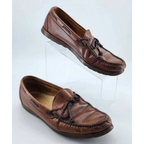 Stubbs and Wootton Palm Beach Brown Leather Boat Shoes Mens Size 10.5 D USA Made