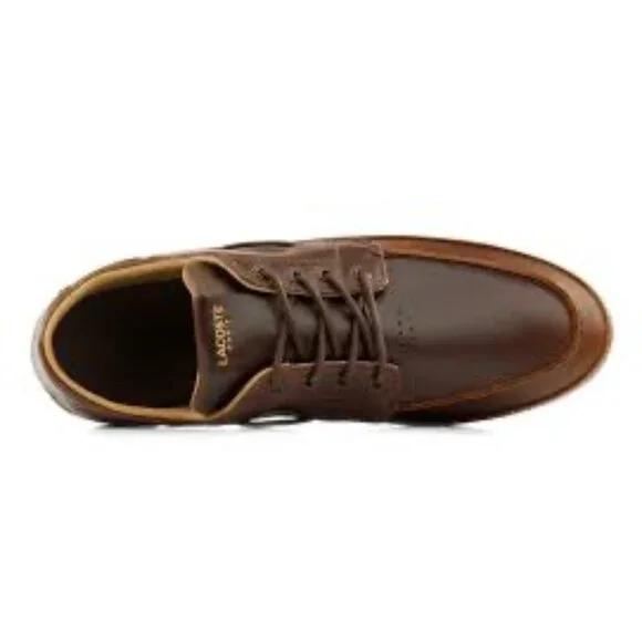Lacoste Men's Marina‎ Brown Sneakers Boat Shoes Sz 9 42 Leather Designer Casual