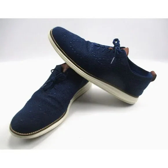 Cole Haan Originalgrand Shoes Navy Stitchlite Ivory Wingtip Oxford C27960 Men 11