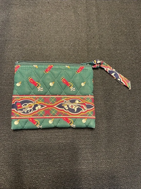 Vera Bradley Teal Quilted Wristlet with Red and Navy Pattern