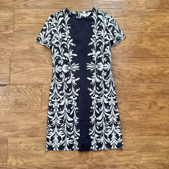 Tory Burch Brushstroke Symphony Shift Dress Size XS Black/White