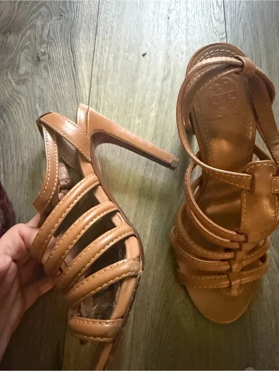 Tory Burch Tan Strappy High Heel Sandals