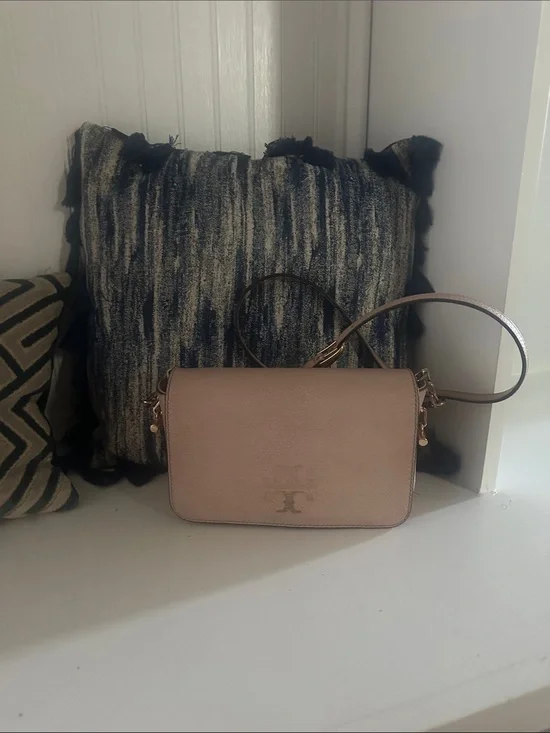 Tory Burch Blush Pink Pebbled Leather Crossbody Bag