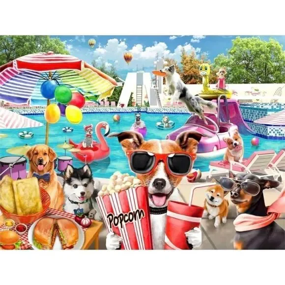 Huadada Dog Water Park 1000 pc Jigsaw Puzzle