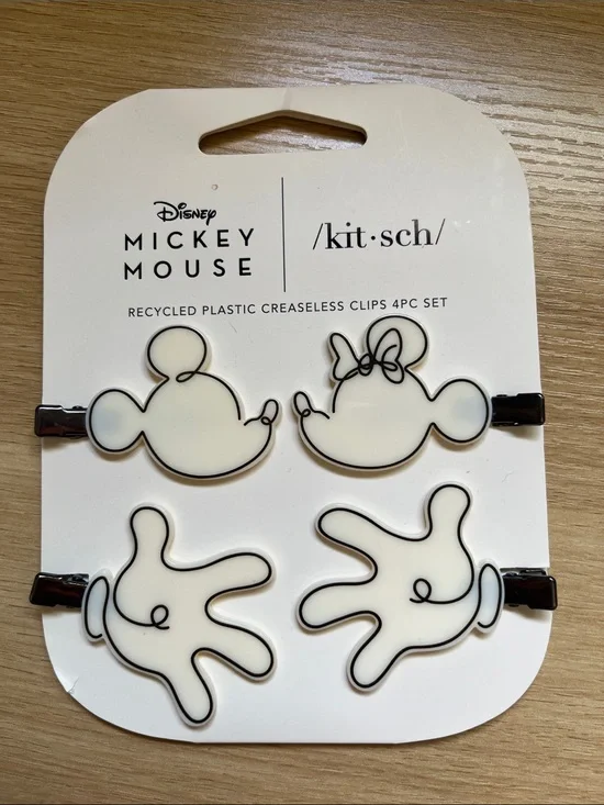 Kitsch Disney Mickey Mouse White Creaseless Hair Clips 4-Pack
