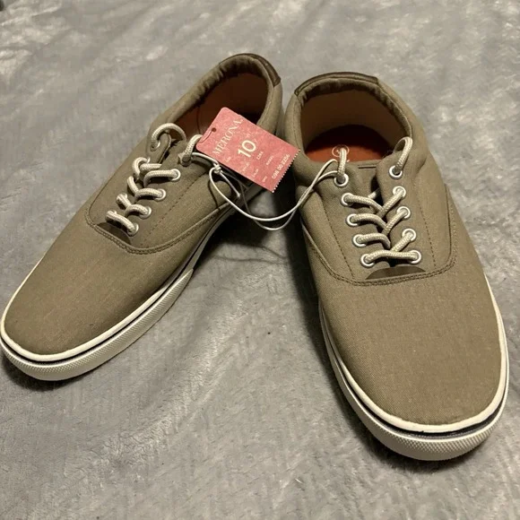 Merona Shoes Mens Size 10 Khaki Boat Shoes Lace up EZRA