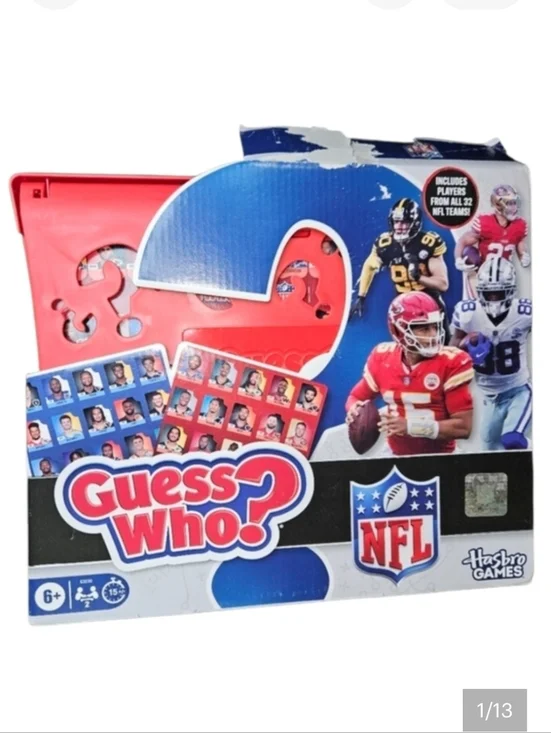 Hasbro Guess Who? NFL Edition Red and Blue Travis Kelce 32 Teams Represented