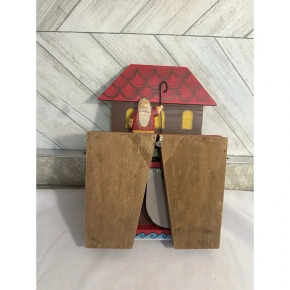 Vintage Wooden Noah's Ark Toy Set Animals Puzzle Box Made in China
