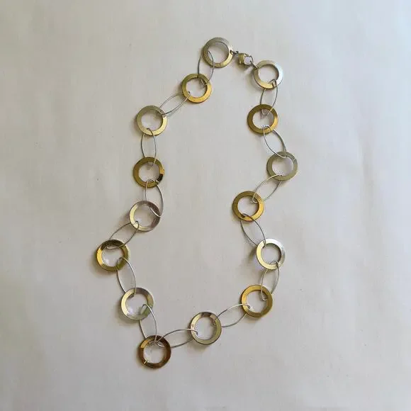 Vintage Y2K Silver and Gold Tone Link Chain Necklace