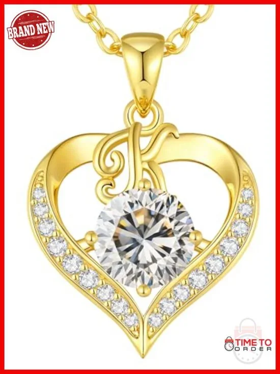 925 Sterling Silver 18K Gold Plated Moissanite Pendant Necklace 2 Carat