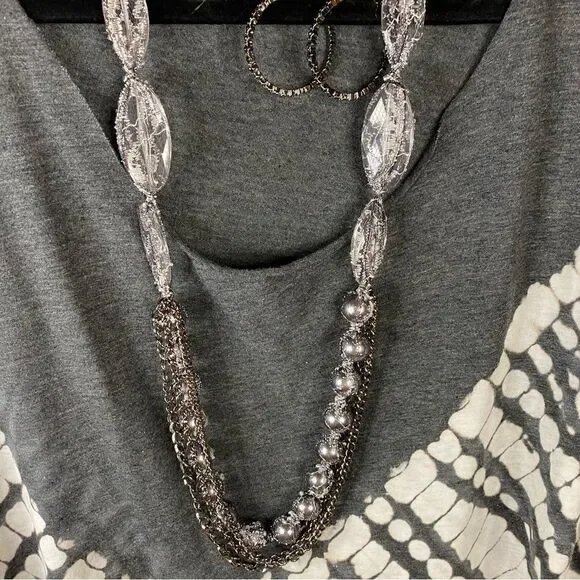 Black & Pewter Multi-Strand Necklace 18