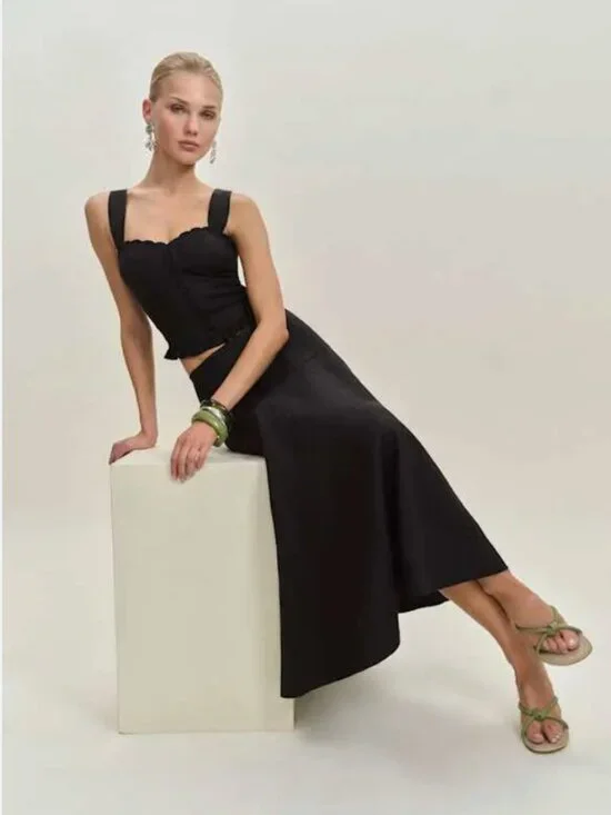 Reformation Anatolia Linen Two Piece Set Black - Size 2