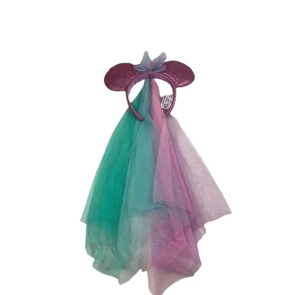 Disney Parks‎ Minnie Mouse Fairy Wings Glitter Ears Headband Veil