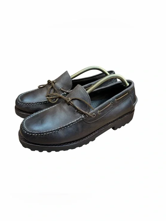 LL Bean size Men SZ 9EE Allagash Handsewn Mocs One-Eye Brown Leather Boat Shoes