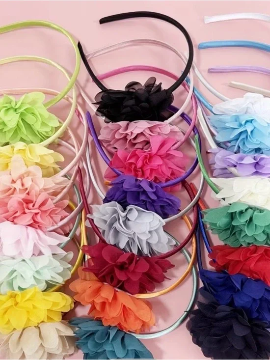 3pieces for $12 Assorted Flower Headbands for Kids - Multicolor (white/pink)