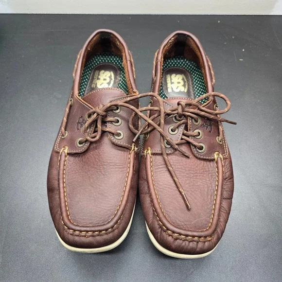 SAS Decksider Mens 11 M Brown Leather Boat Shoes Made in USA F9804894