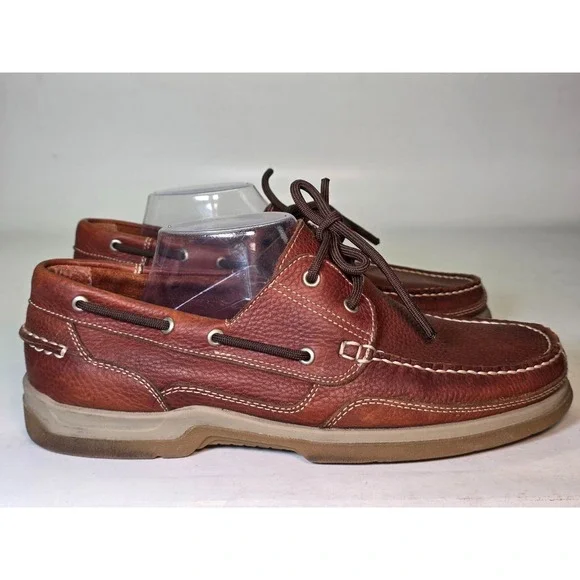 Freeman Jaffrey Men's Boat Shoes Size 10 M Brown Leather Comfort Dress‎ Lace Up