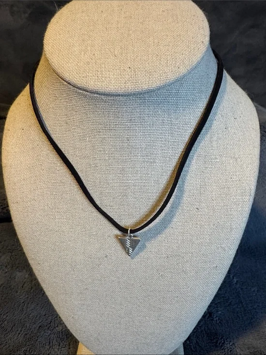 Silver Arrowhead Pendant Chocker on Black  Suede by Marlyn Schiff