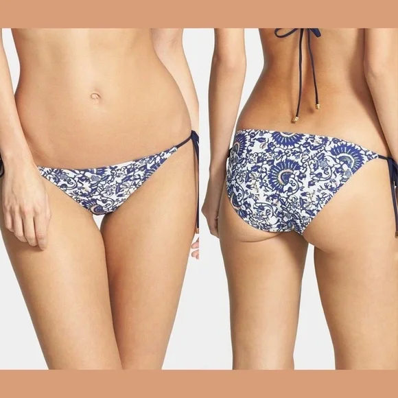 NWT Tory Burch 'Madura' Bikini‎ String Bottoms Blue [SZ M ] #R842
