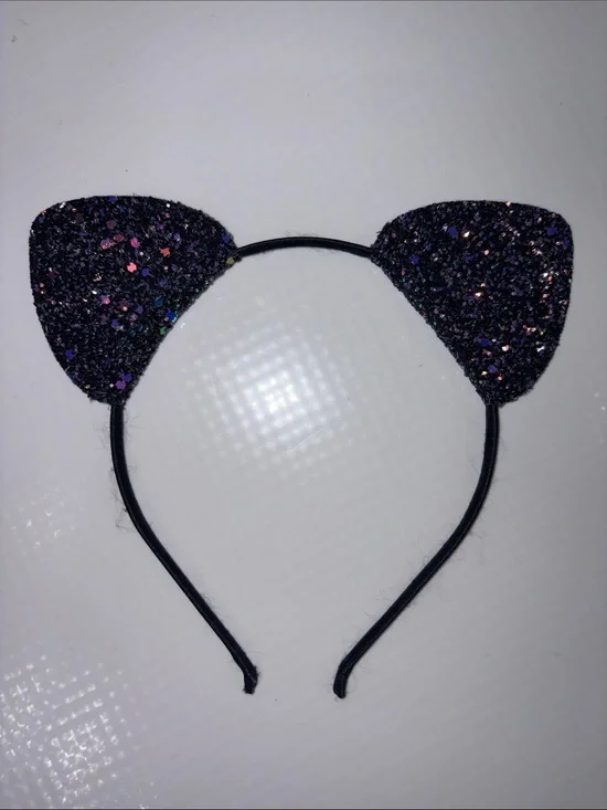 Claire's Black Glitter Cat Ear Headband