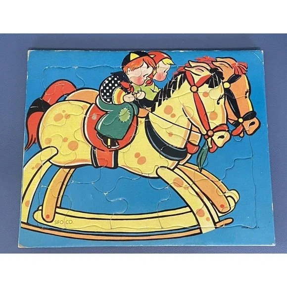 Sifo‎ Co. Vintage Puzzle Cardboard Racing Rocking Horses Made in USA Complete