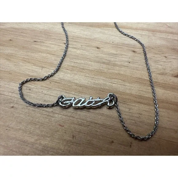 Avon SENTIMENTS Necklace FAITH‎ Silver Finish Cursive Word Pendant