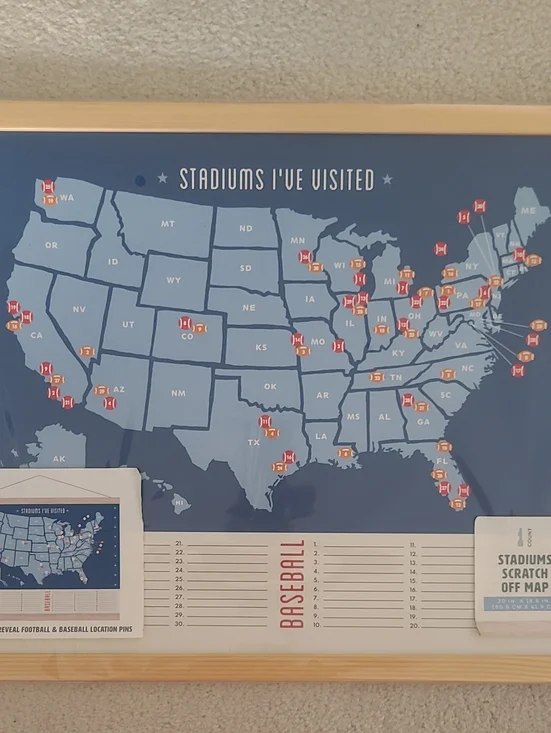Stadiums I've Visited Scratch-Off Map - NEW