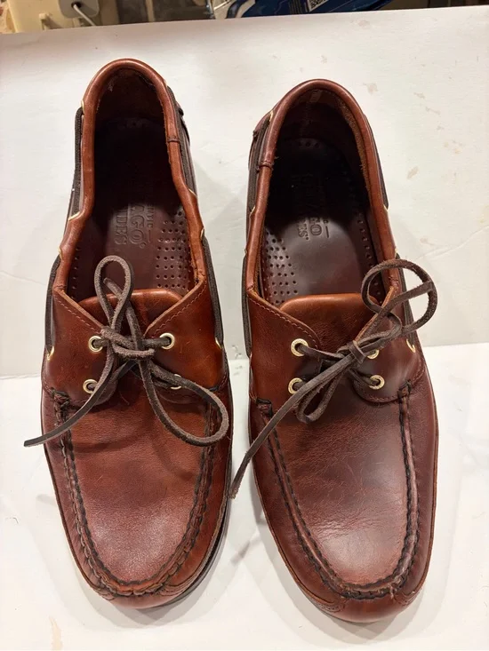 Authentic Sebago docksiders Chestnut Brown Leather Boat Shoes size 11.5 EUC!!