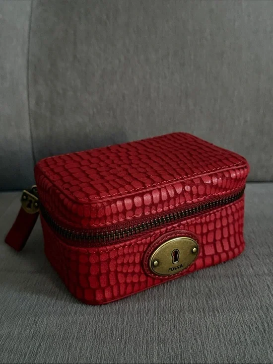 Fossil Red Croc-Embossed Jewelry Travel Case