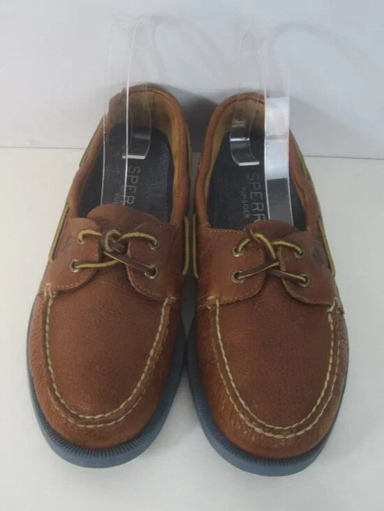 Sperry Top Sider Men 11 M Brown Boat Shoes Tan Leather 2 Eye Deck Loafers