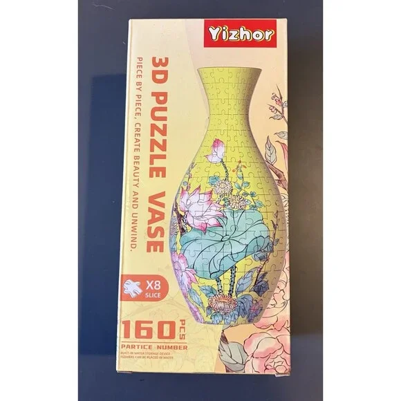 Yizhor 3D Puzzle Vase Lotus Flowers Floral Design 160 Pieces 8-Slice