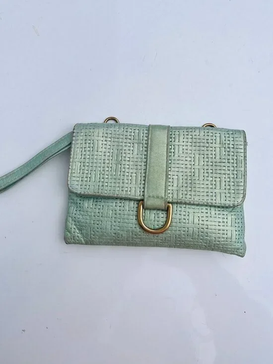 Convertible Mint Green Leather Writstlet Wallet by Marnie Bugs