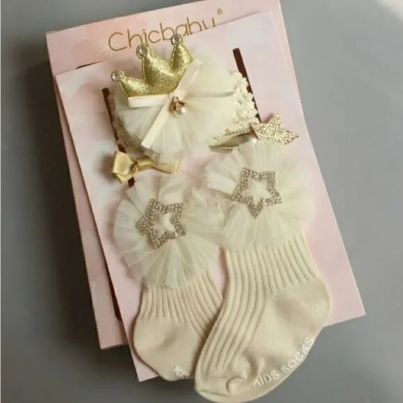 NIB Chicbaby Hair Accessories & Socks Set