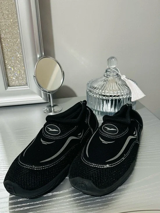 Black Slip-On Water Shoes with Reflective Accents