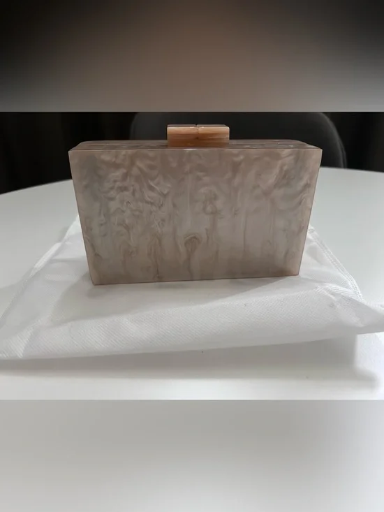 NWOT Neutral Swirl Acrylic Box Clutch