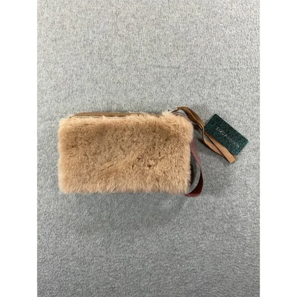 EMU Australia Sheepskin Wristlet Pouch Chestnut Tan Furry Clutch Bag NEW 1459