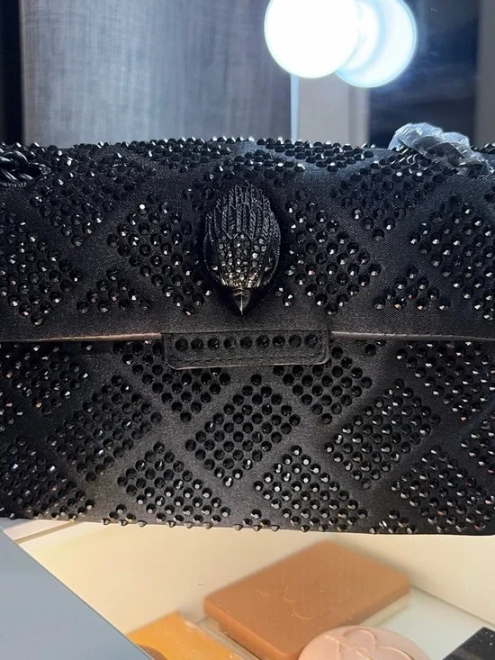 Kurt Geiger Black Crystal-Stud Evening Clutch