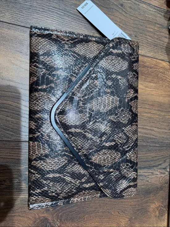Aldo Snake-Print Envelope Clutch - Brown & Black
