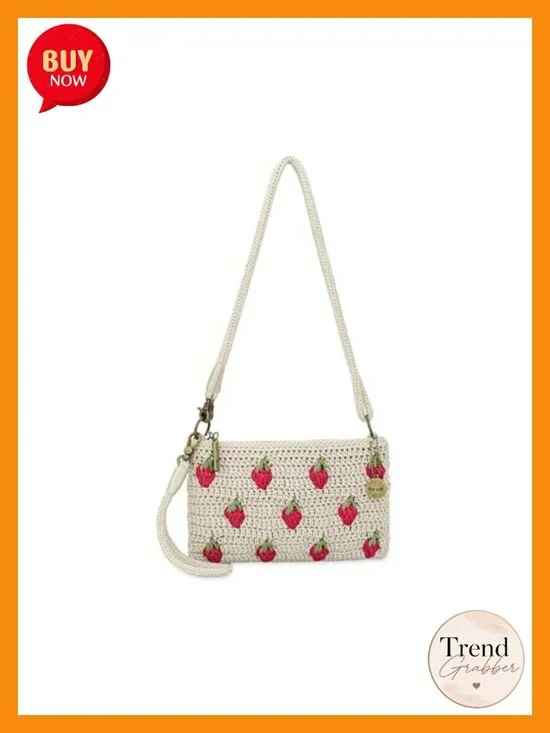 Hand Crochet Wristlet Purse with Card Slots, Zipper Closure - Mini Clutch for