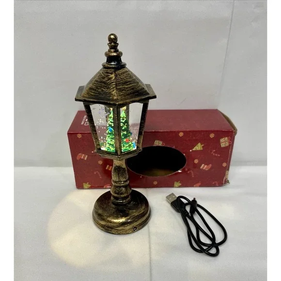Lighted Christmas Tree Snow Glow Lantern -Battery Or usb Powered With Glitter