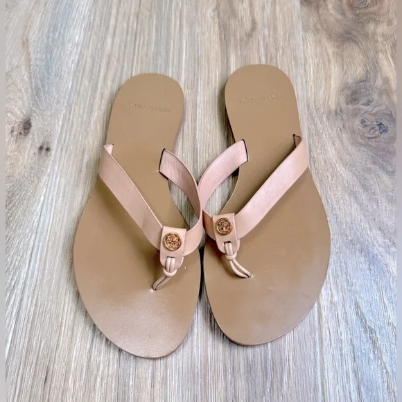 Tory Burch Manon Natural Vachetta Leather Thong Flip Flop Sandal Size 5 SN 53653